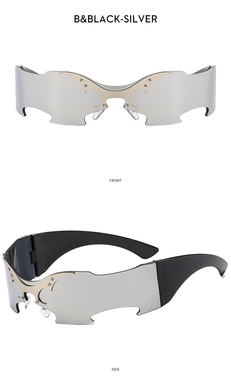  PC 2025 New Rimless Party Sunglasses for Men and Women Personality Glasses One Metal Decorative Glasseso - Details 11