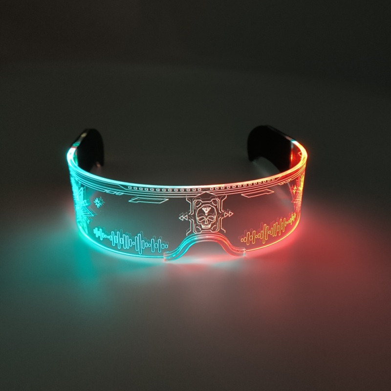 ABS Cool Cyberpunk Rezz Visor Robocop Futuristic LED Light Sunglasses 7 Color Clear Lenses for Nightlife Christmas Party Novelties - Details 5