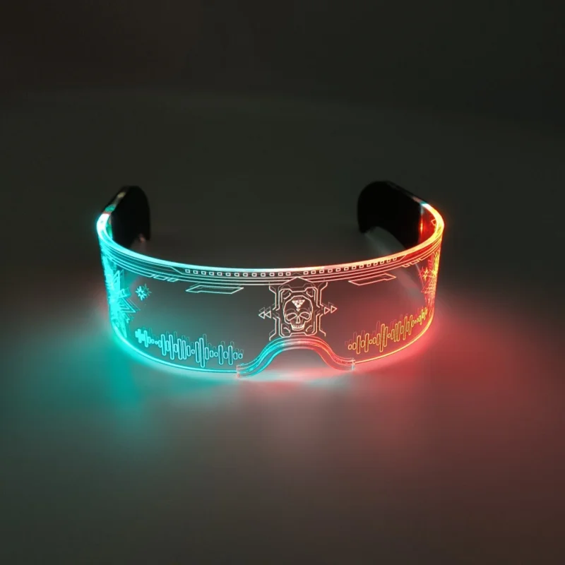 ABS Cool Cyberpunk Rezz Visor Robocop Futuristic LED Light Sunglasses 7 Color Clear Lenses for Nightlife Christmas Party Novelties - Details 5