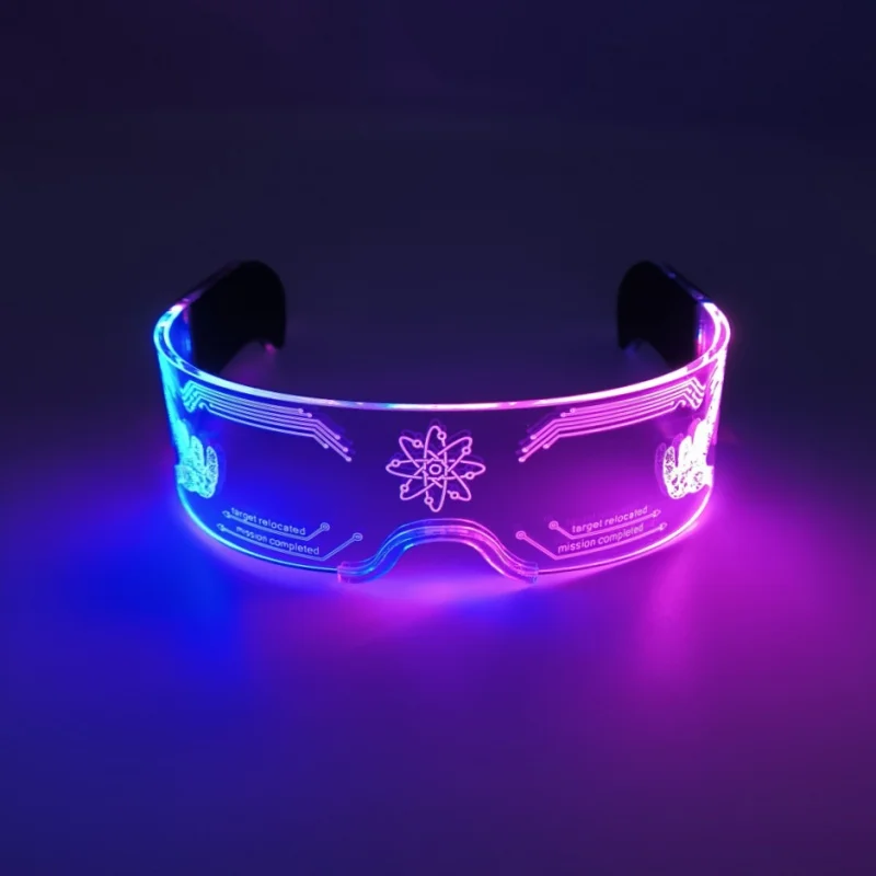 ABS Cool Cyberpunk Rezz Visor Robocop Futuristic LED Light Sunglasses 7 Color Clear Lenses for Nightlife Christmas Party Novelties - Details 9