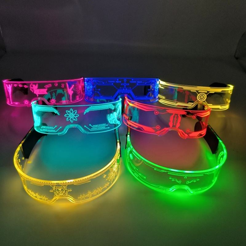 Cool Cyberpunk Rezz Visor Robocop Futuristic LED Light Sunglasses 7 Color Clear Lenses for Nightlife Christmas Party Novelties