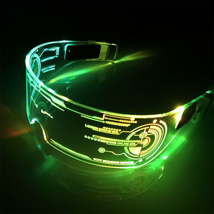Cool Cyberpunk Rezz Visor Robocop Futuristic LED Light Sunglasses 7 Color Clear Lenses for Nightlife Christmas Party Novelties Custom Eyewear