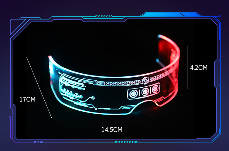 ABS Cool Cyberpunk Rezz Visor Robocop Futuristic LED Light Sunglasses 7 Color Clear Lenses for Nightlife Christmas Party Novelties - View 4