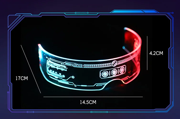 ABS Cool Cyberpunk Rezz Visor Robocop Futuristic LED Light Sunglasses 7 Color Clear Lenses for Nightlife Christmas Party Novelties - View 4