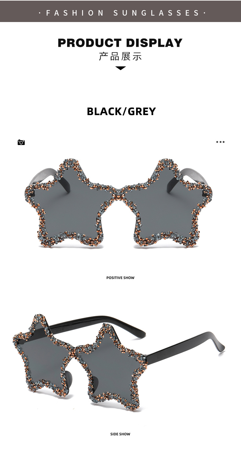 PC+METAL Cute Star Shape Sun Glasses Women Funny Pentagram Eyewear Bling Pink Blue Party Glasses Rimless 2024 New Summer Style Sunglasses - Details 6