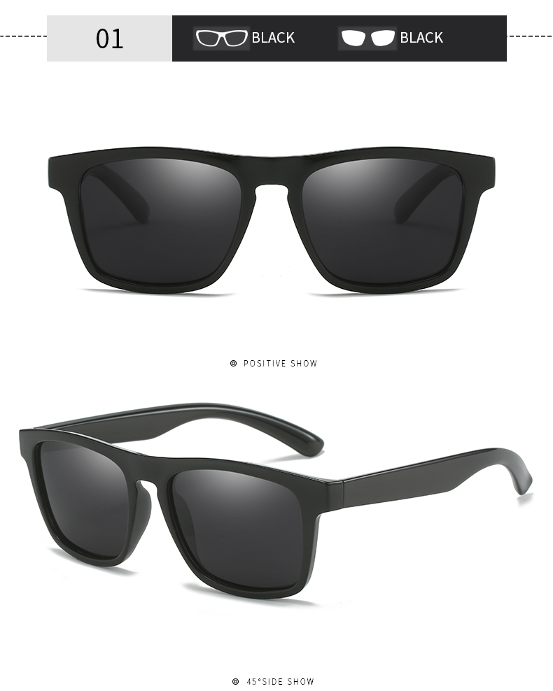 Blue, Green, Gray, Black PC Classic Plastic Frame Uv400 Driving Shades High Quality Custom logo Men Polarized Sunglasses - Details 3