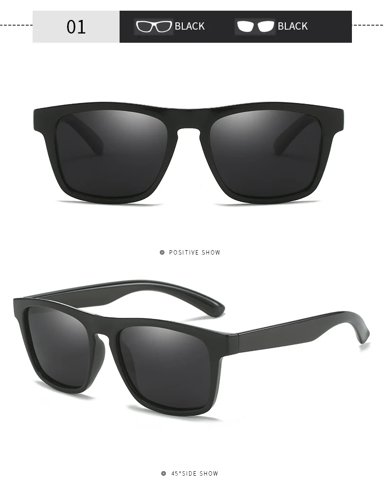 Blue, Green, Gray, Black PC Classic Plastic Frame Uv400 Driving Shades High Quality Custom logo Men Polarized Sunglasses - Details 3