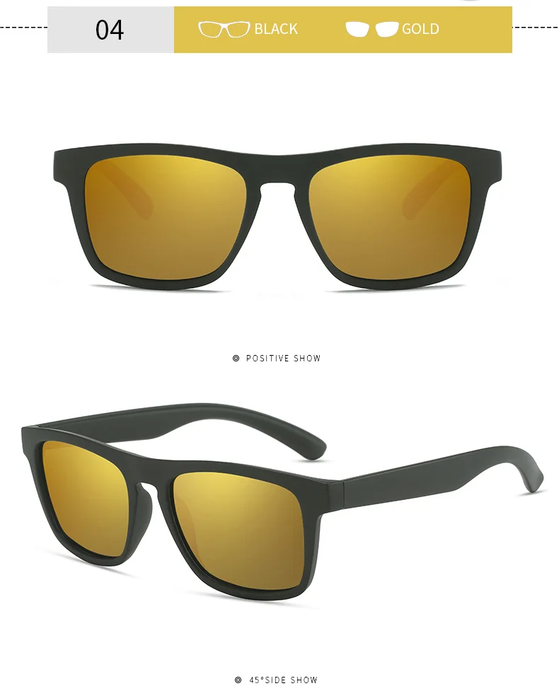 Blue, Green, Gray, Black PC Classic Plastic Frame Uv400 Driving Shades High Quality Custom logo Men Polarized Sunglasses - Details 6