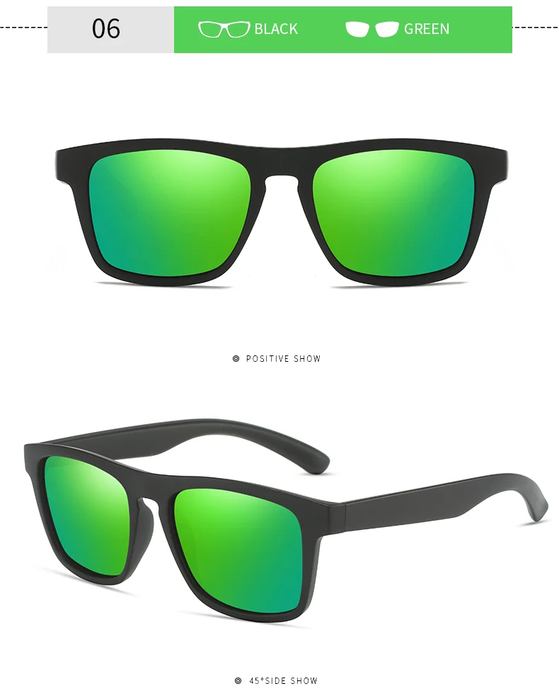 Blue, Green, Gray, Black PC Classic Plastic Frame Uv400 Driving Shades High Quality Custom logo Men Polarized Sunglasses - Details 8