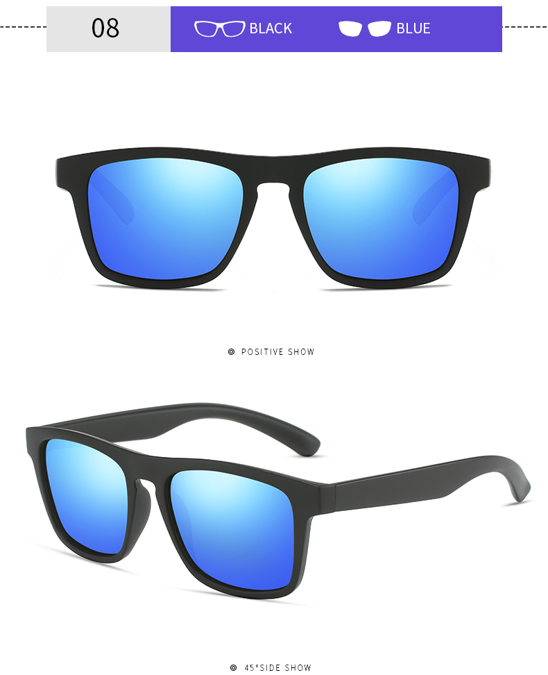 Blue, Green, Gray, Black PC Classic Plastic Frame Uv400 Driving Shades High Quality Custom logo Men Polarized Sunglasses - Details 10