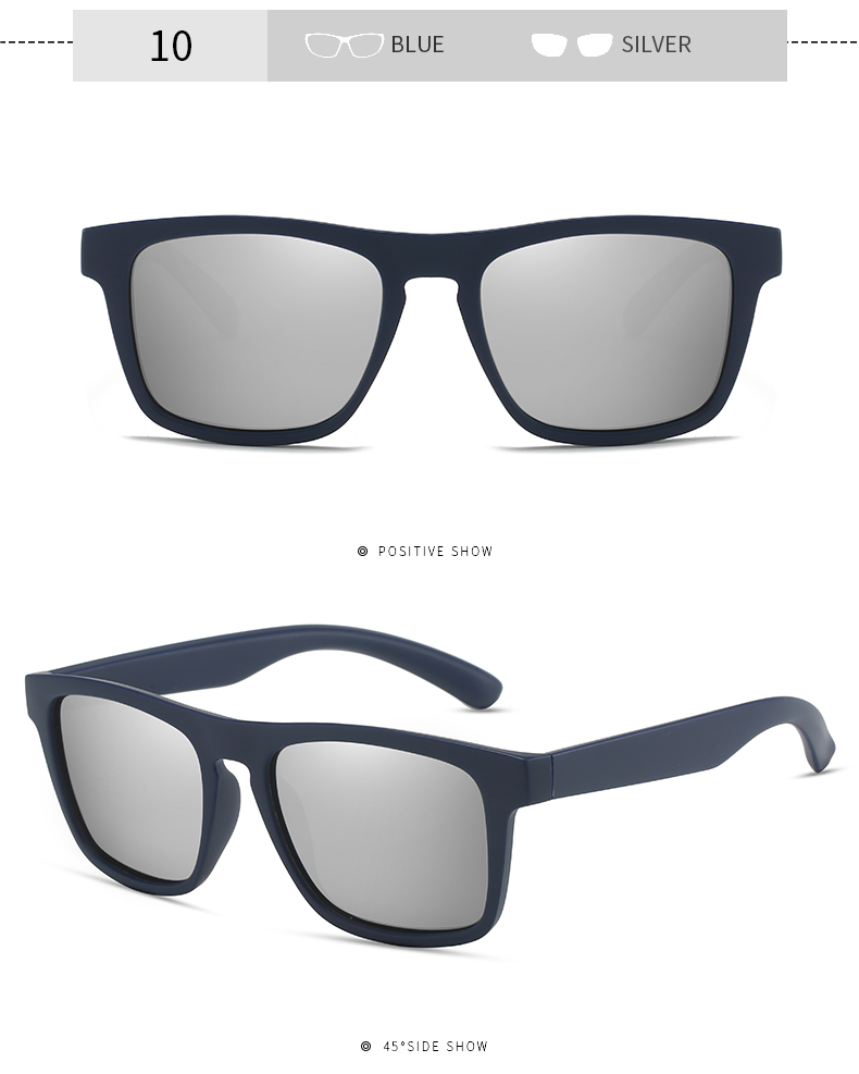 Blue, Green, Gray, Black PC Classic Plastic Frame Uv400 Driving Shades High Quality Custom logo Men Polarized Sunglasses - Details 12