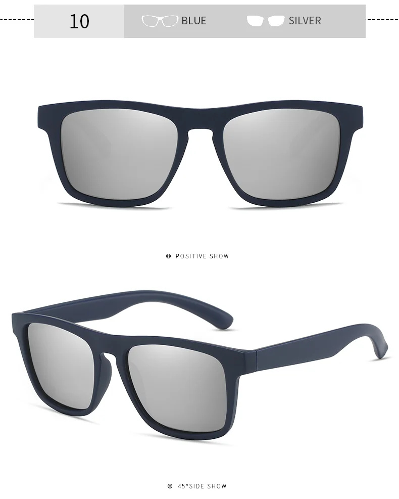 Blue, Green, Gray, Black PC Classic Plastic Frame Uv400 Driving Shades High Quality Custom logo Men Polarized Sunglasses - Details 12