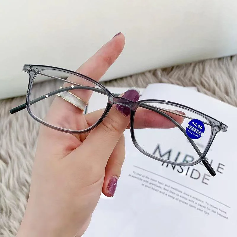 New Style Slim Full Frame Square Plastic Reading Glasses Ultra Light HD Anti Blue Light Fashion Readers