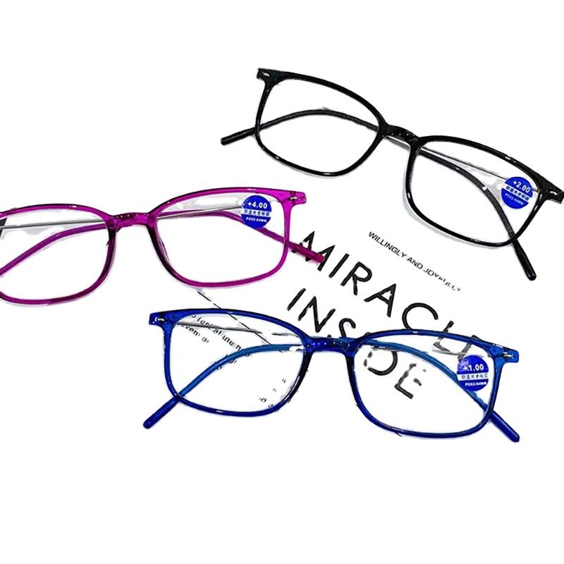 Gray PC New Style Slim Full Frame Square Plastic Reading Glasses Ultra Light HD Anti Blue Light Fashion Readers - View 2