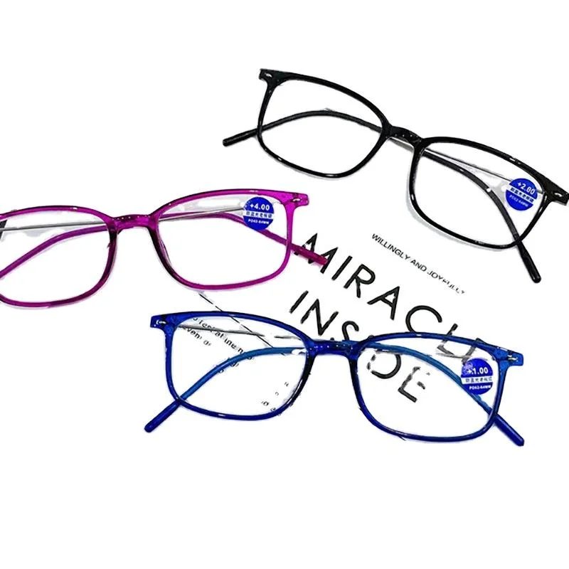 Gray PC New Style Slim Full Frame Square Plastic Reading Glasses Ultra Light HD Anti Blue Light Fashion Readers - View 2