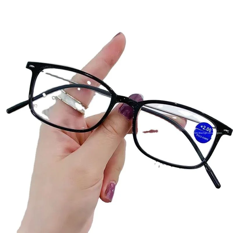 Gray PC New Style Slim Full Frame Square Plastic Reading Glasses Ultra Light HD Anti Blue Light Fashion Readers - View 3