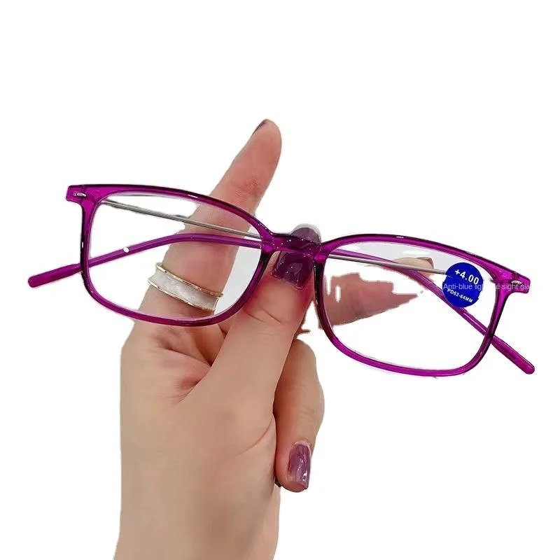 Gray PC New Style Slim Full Frame Square Plastic Reading Glasses Ultra Light HD Anti Blue Light Fashion Readers - View 4