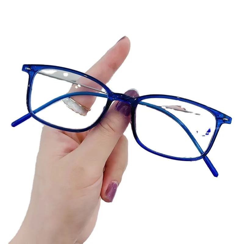 Gray PC New Style Slim Full Frame Square Plastic Reading Glasses Ultra Light HD Anti Blue Light Fashion Readers - View 5