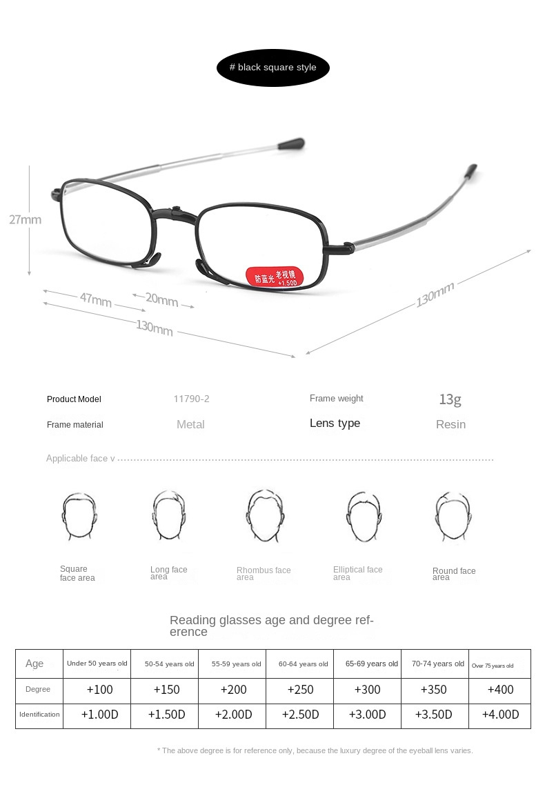 Silver, Gold, Custom Color Folding Reading Glasses High Quality Anti Blue Light Portable Metal Reading Glasses - Details 4