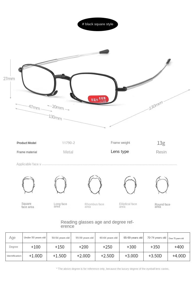 Silver, Gold, Custom Color  Folding Reading Glasses High Quality Anti Blue Light Portable Metal Reading Glasses - Details 4
