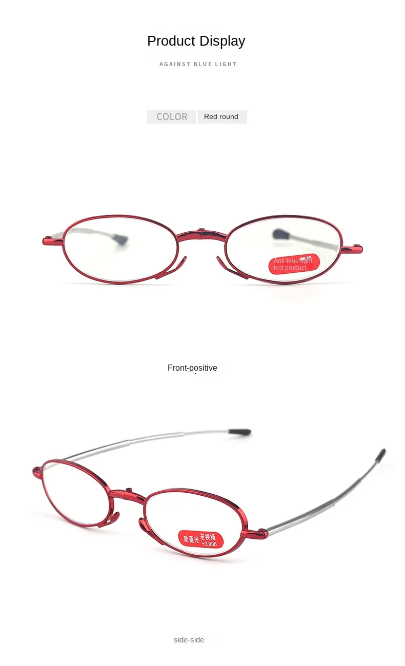 Silver, Gold, Custom Color  Folding Reading Glasses High Quality Anti Blue Light Portable Metal Reading Glasses - Details 6