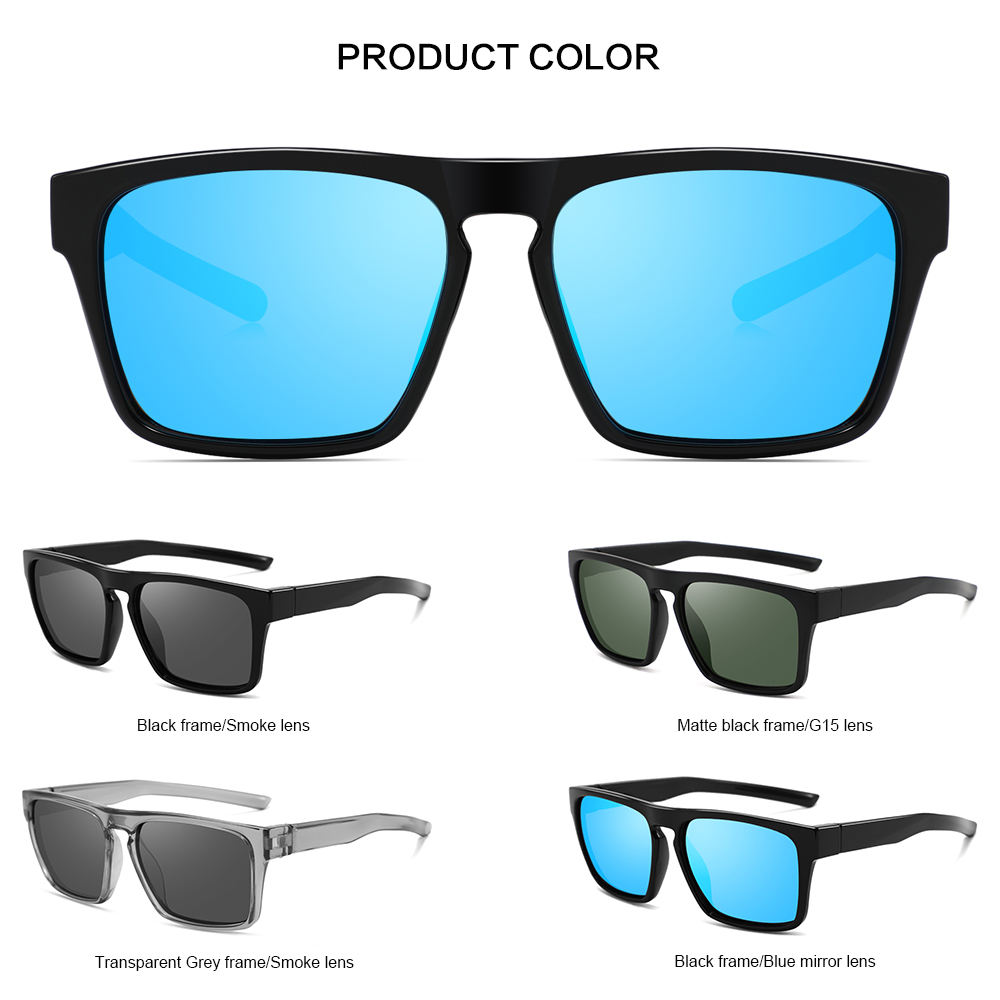 Square Polarized Plastic Sunglasses Men Classic square Frame Custom logo Sunglasses for Outdoor Custom Eyewear