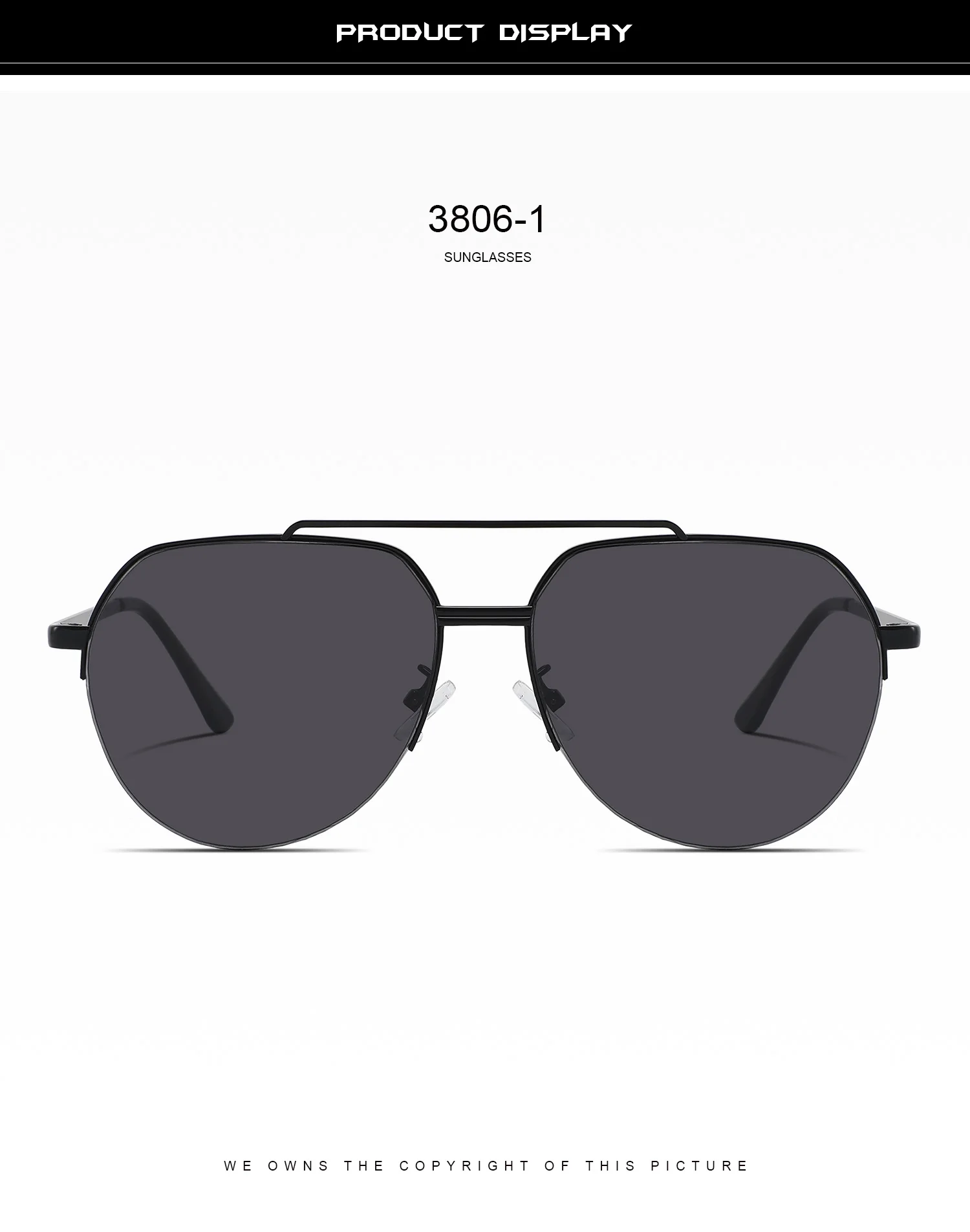SBlack, Gray, Black Retro Large Metal Frame Polarized Sunglasses Unisex Double Bridge Vintage Oversized Sun Glasses Classic Polarized Sunglasses - Details 6