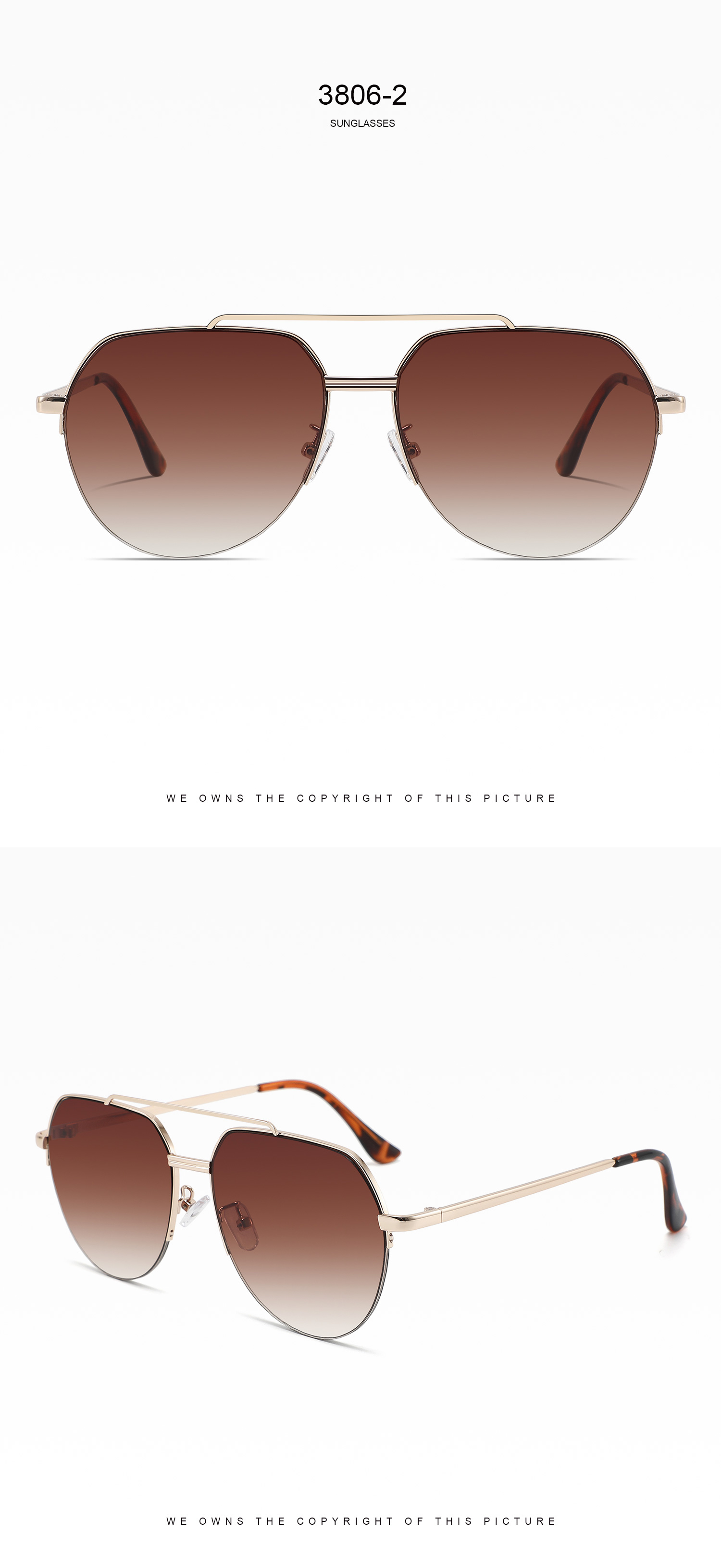 Retro Large Metal Frame Polarized Sunglasses Unisex Double Bridge Vintage Oversized Sun Glasses Classic Polarized Sunglasses Details and Specifications