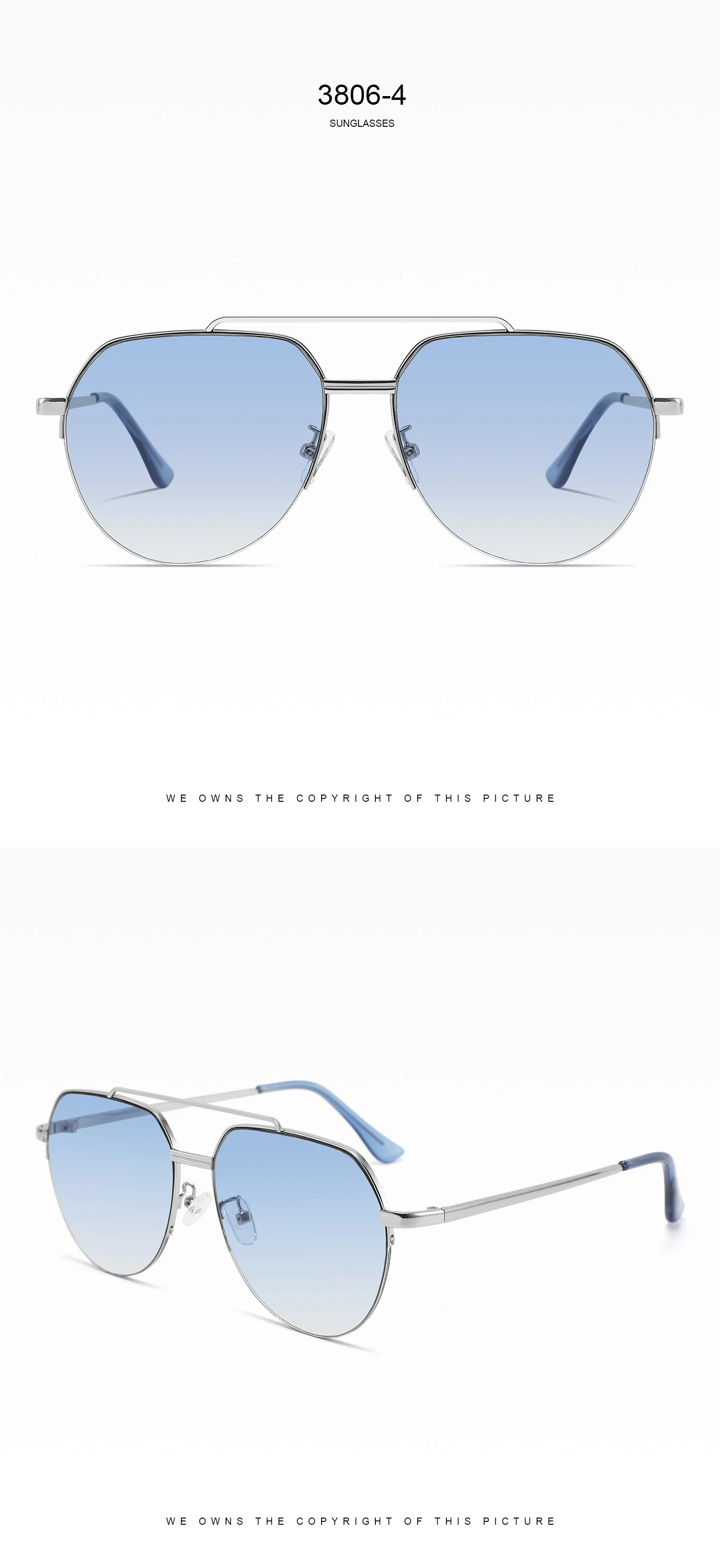 SBlack, Gray, Black Retro Large Metal Frame Polarized Sunglasses Unisex Double Bridge Vintage Oversized Sun Glasses Classic Polarized Sunglasses - Details 10