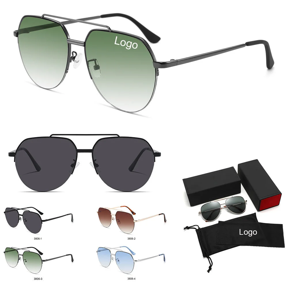 SBlack, Gray, Black Retro Large Metal Frame Polarized Sunglasses Unisex Double Bridge Vintage Oversized Sun Glasses Classic Polarized Sunglasses - View 2
