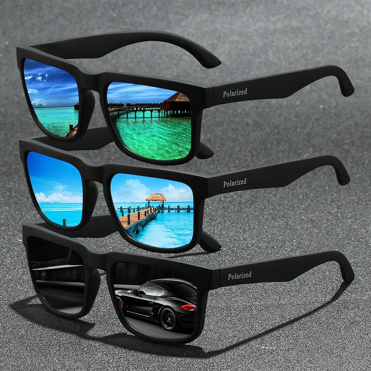 Black PC Polarized Cycling Sunglasses for Men & Women – UV400 Protection Sports Eyewear for Running, Driving, Fishing & Beach. Stylish Outdoor Sun Glasses for All Activities - Details 2