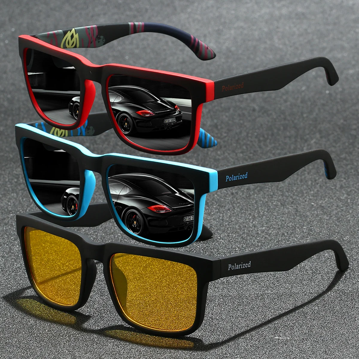 Black PC Polarized Cycling Sunglasses for Men & Women – UV400 Protection Sports Eyewear for Running, Driving, Fishing & Beach. Stylish Outdoor Sun Glasses for All Activities - Details 3