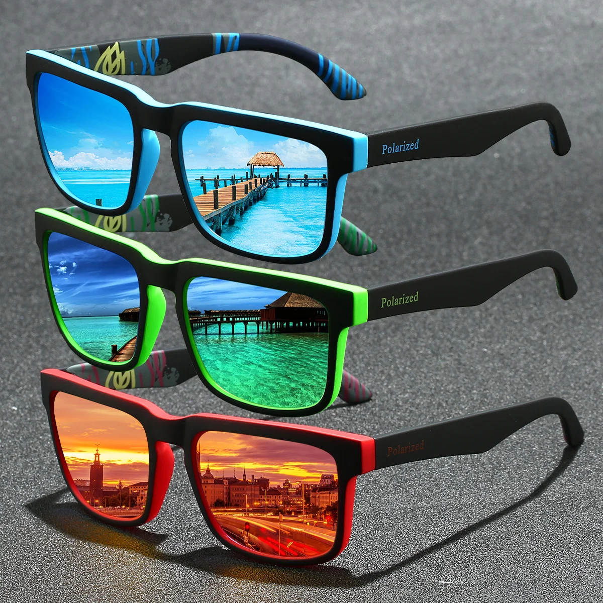 Black PC Polarized Cycling Sunglasses for Men & Women – UV400 Protection Sports Eyewear for Running, Driving, Fishing & Beach. Stylish Outdoor Sun Glasses for All Activities - View 2