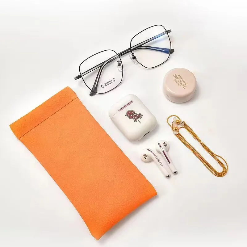 Customized Color PU Leather Custom Logo Soft PU Leather Sunglasses Bag Portable Slim Protective Eyeglasses Case with Case Holder Glasses Storage Pouch - Details 5