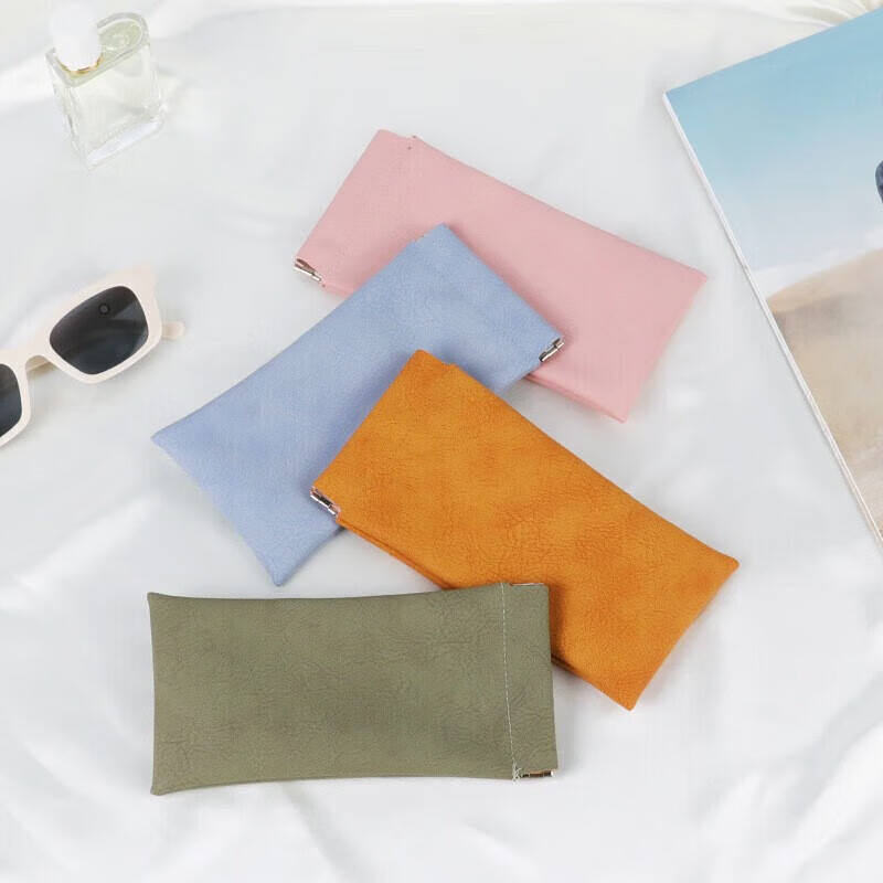 Customized Color PU Leather Custom Logo Soft PU Leather Sunglasses Bag Portable Slim Protective Eyeglasses Case with Case Holder Glasses Storage Pouch - View 3
