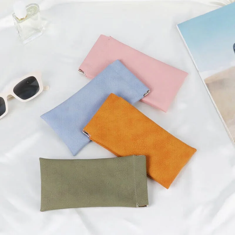 Customized Color PU Leather Custom Logo Soft PU Leather Sunglasses Bag Portable Slim Protective Eyeglasses Case with Case Holder Glasses Storage Pouch - View 3