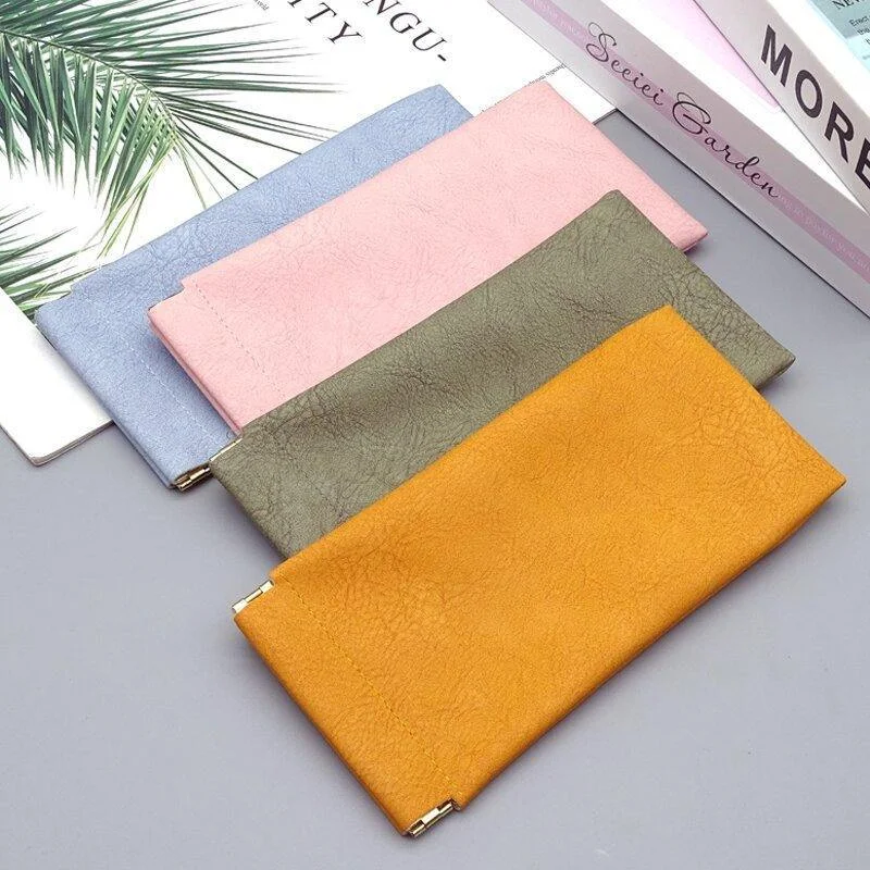 Customized Color PU Leather Custom Logo Soft PU Leather Sunglasses Bag Portable Slim Protective Eyeglasses Case with Case Holder Glasses Storage Pouch - View 4