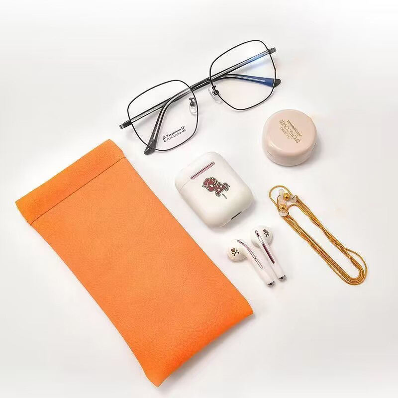 Customized Color PU Leather Custom Logo Soft PU Leather Sunglasses Bag Portable Slim Protective Eyeglasses Case with Case Holder Glasses Storage Pouch - View 6