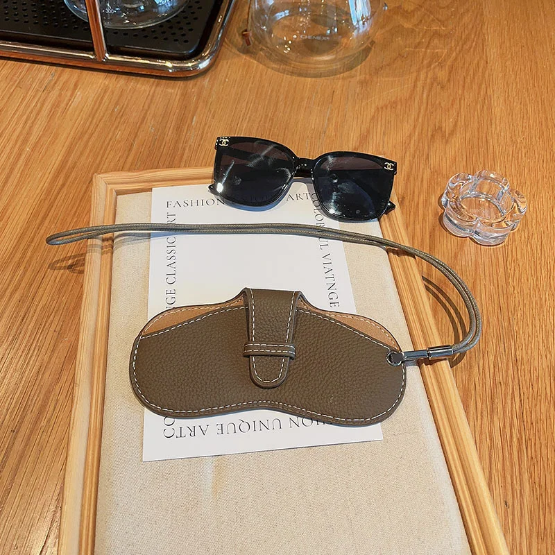 Customized Color PU Leather Wholesale Custom Logo Colorful PU Leather Sunglasses Pouch Soft Eye Glasses Case for Eyewear Storage Glasses Pouch - Details 8