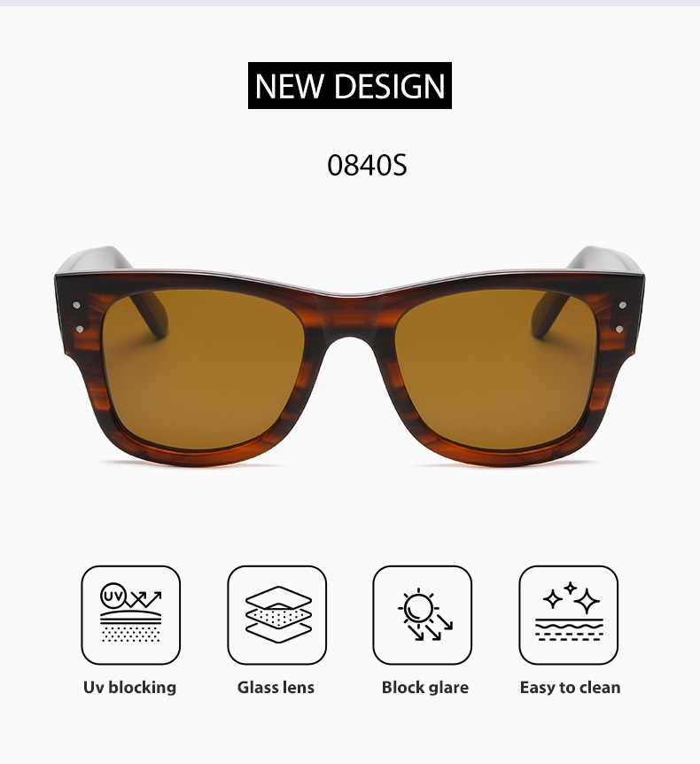 Red, Brown, White, Black Plate Promotion Sunglasses Designer Sunglasses Glass Lenses Square Black Sunglasses - Details 5