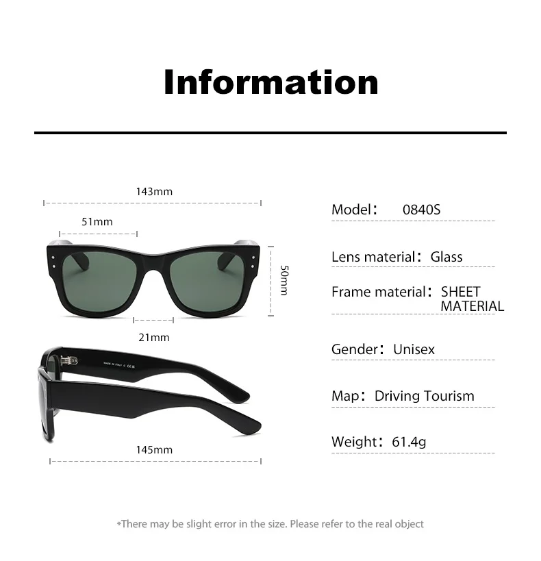 Red, Brown, White, Black Plate Promotion Sunglasses Designer Sunglasses Glass Lenses Square Black Sunglasses - Details 8