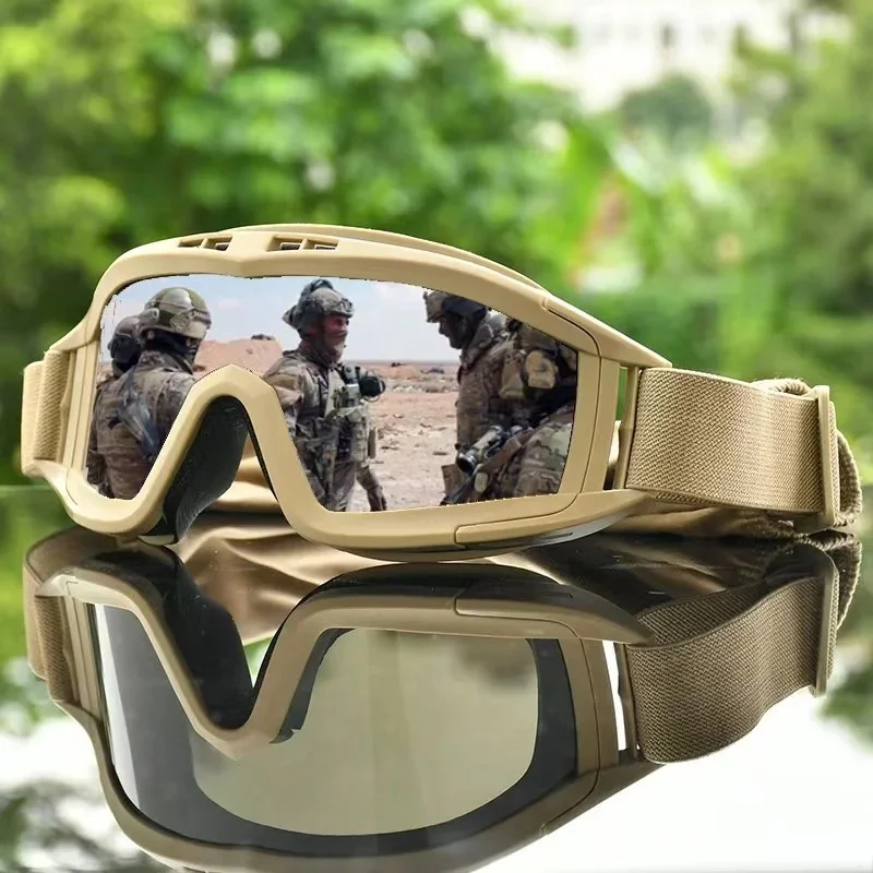   Special Forces Desert Grasshopper Hot Shooting Sunglasses Tactical Safety Goggles with Black Frame - Details 4
