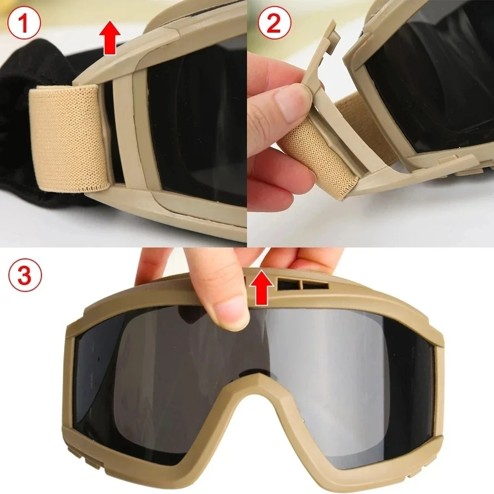   Special Forces Desert Grasshopper Hot Shooting Sunglasses Tactical Safety Goggles with Black Frame - Details 5