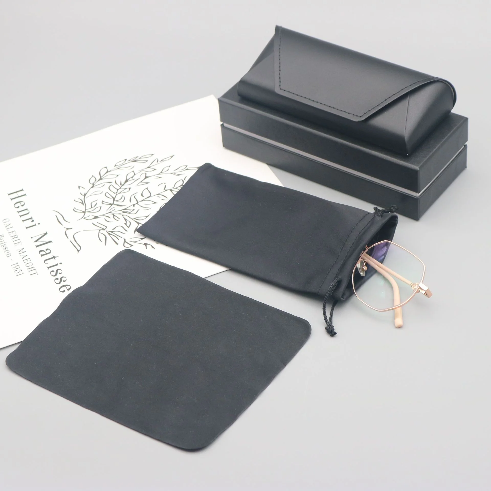   Luxury Leather Eyeglass Case Set 4PCS – Portable Glasses Organizer with Flip-Top Box, Gift Packaging - Details 2