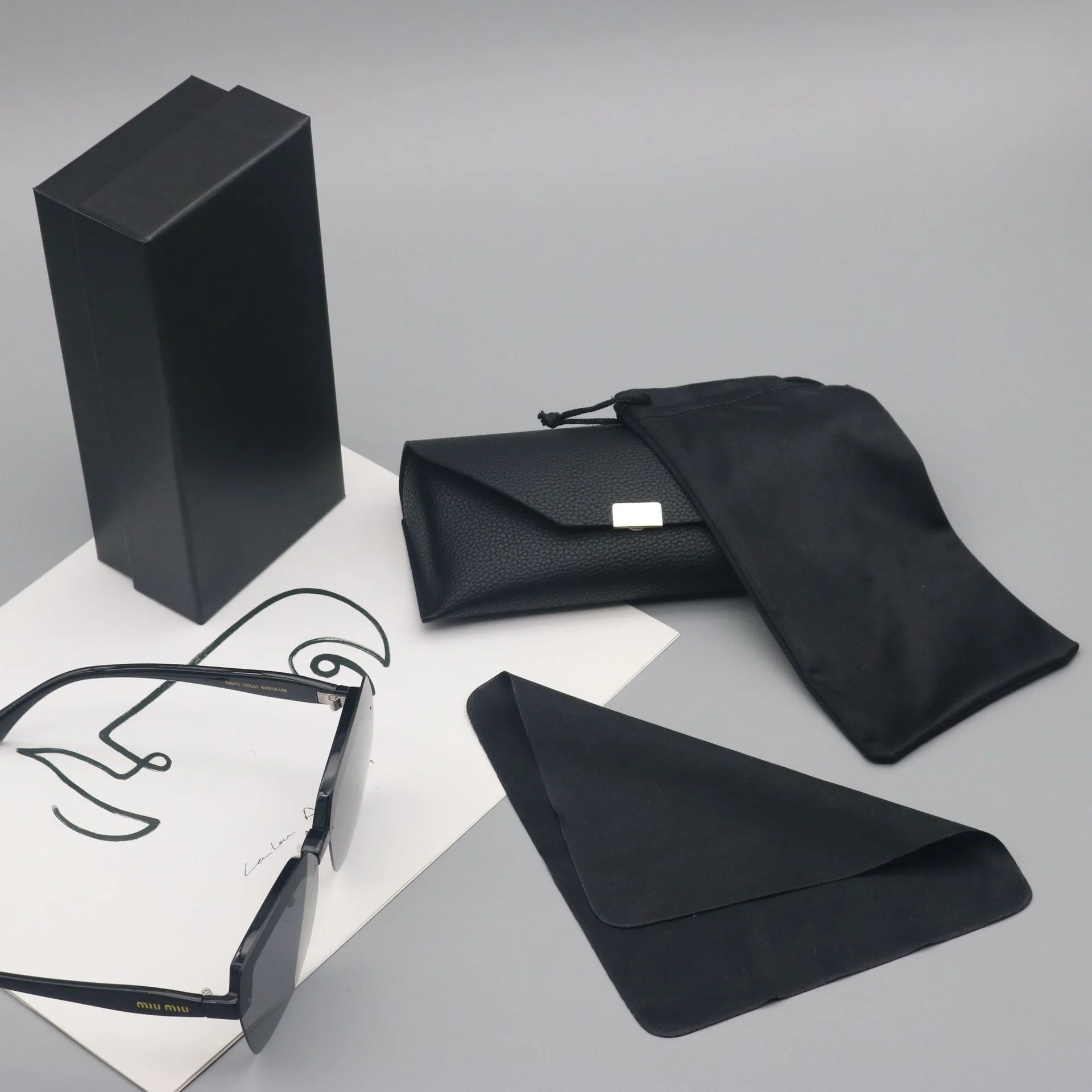   Luxury Leather Eyeglass Case Set 4PCS – Portable Glasses Organizer with Flip-Top Box, Gift Packaging - Details 6
