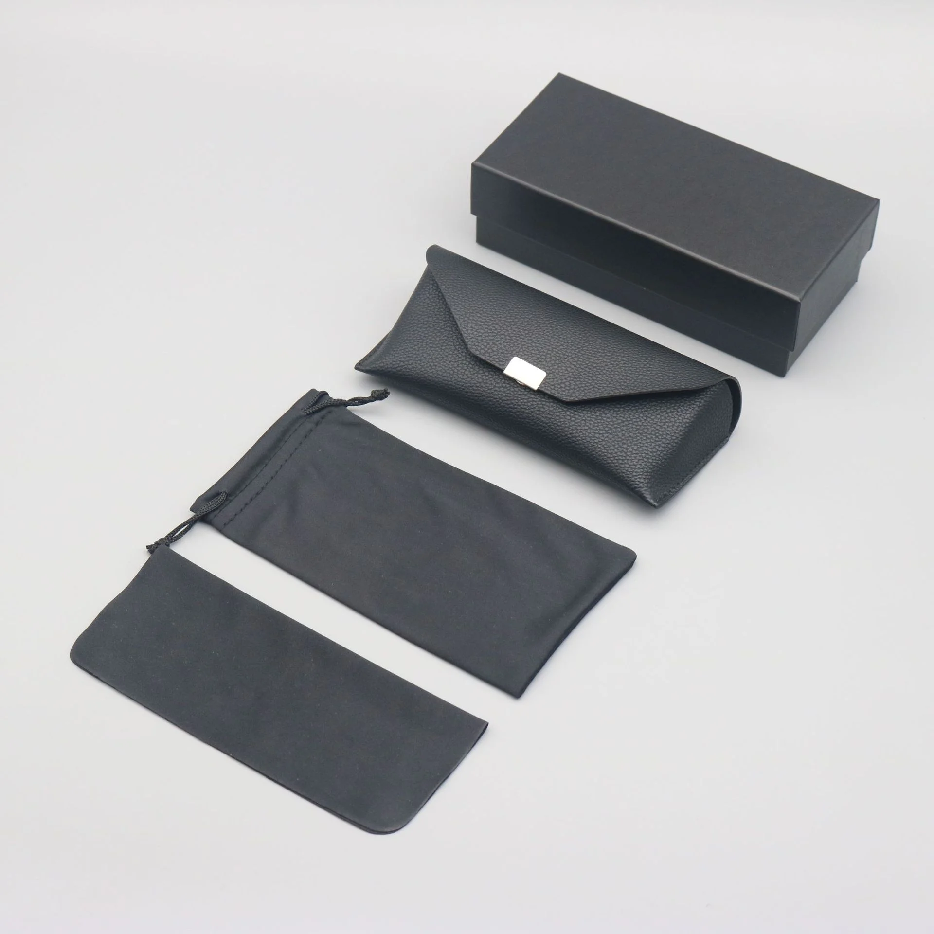Luxury Leather Eyeglass Case Set 4PCS – Portable Glasses Organizer with Flip-Top Box, Gift Packaging - Details 10