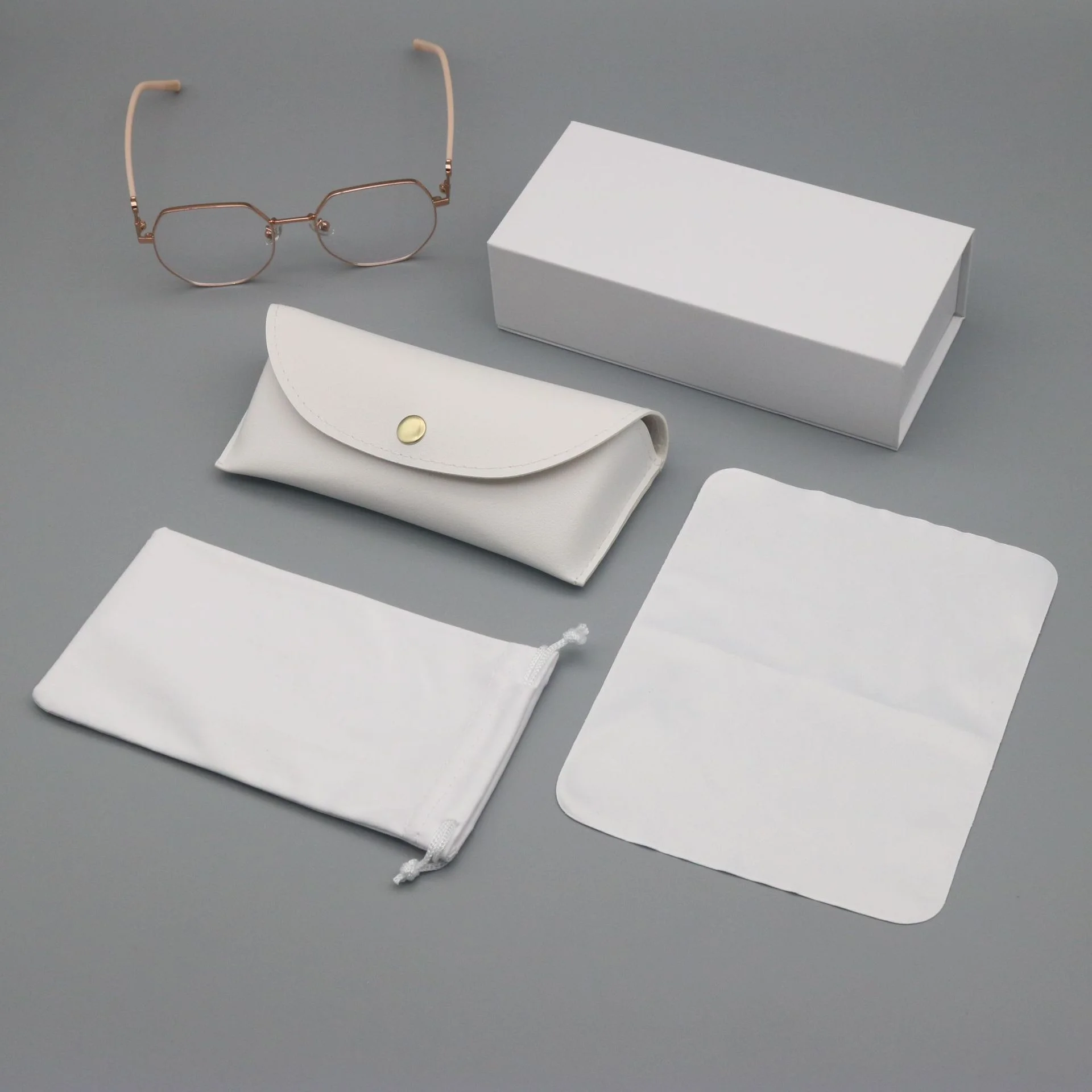 Handcrafted Leather Glasses & Jewelry Case Set — Portable Snap-Closure Pouch for Sunglasses, Eyeglasses & Accessories