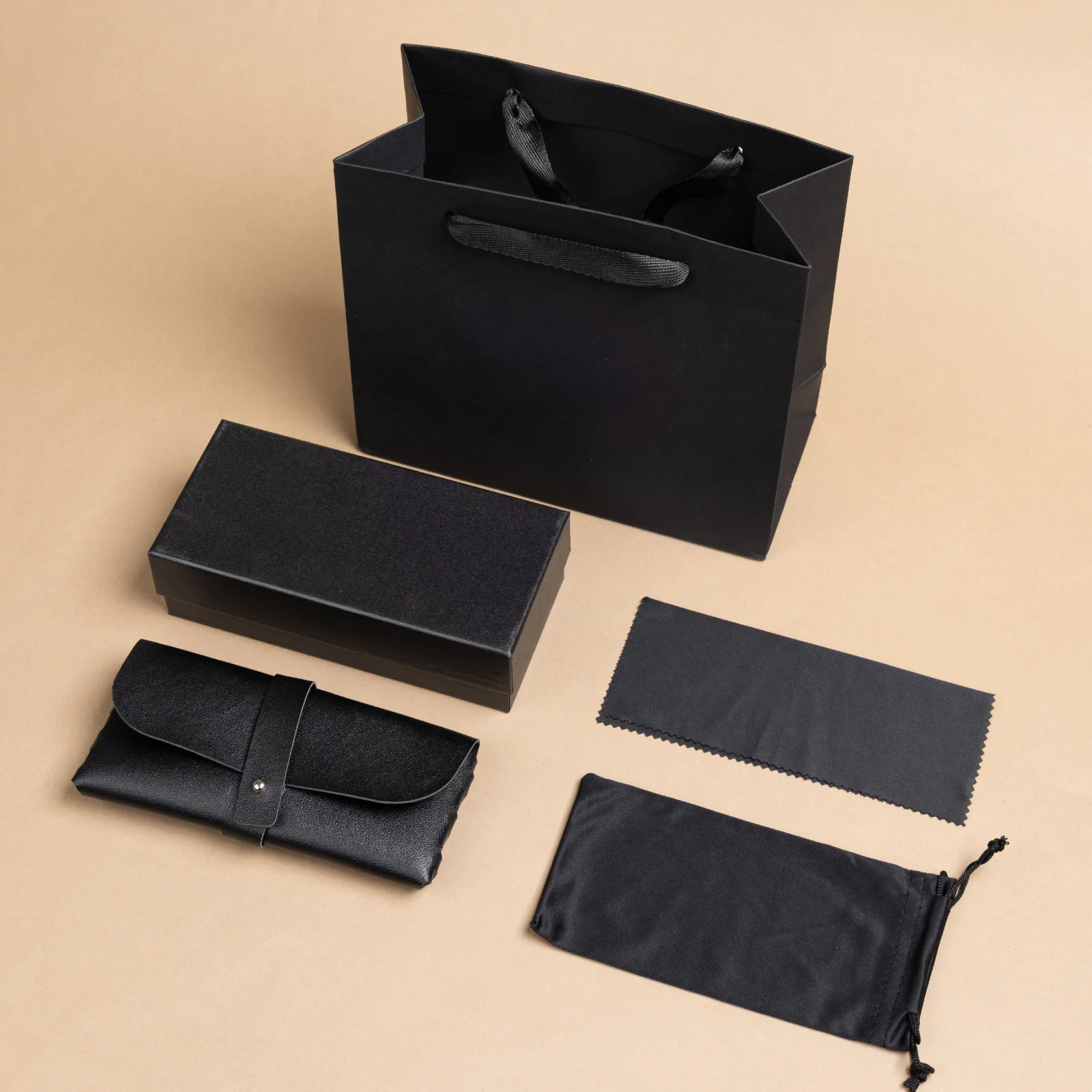  Leather Premium Leather Glasses Case Set — Soft Pouch with Lid-and-Base Gift Box, Custom Logo Available - Details 3