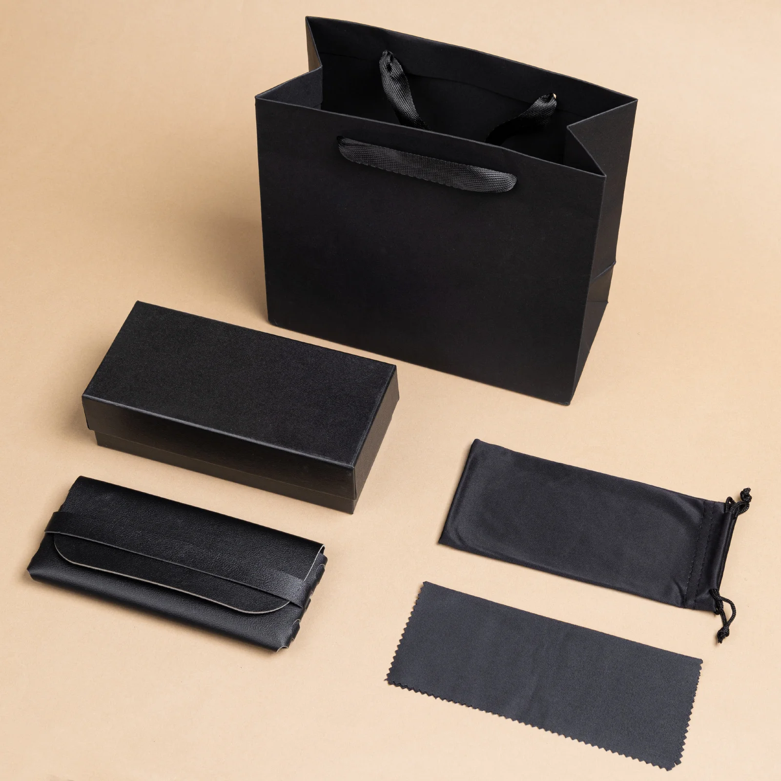 Leather Premium Leather Glasses Case Set — Soft Pouch with Lid-and-Base Gift Box, Custom Logo Available - Details 5