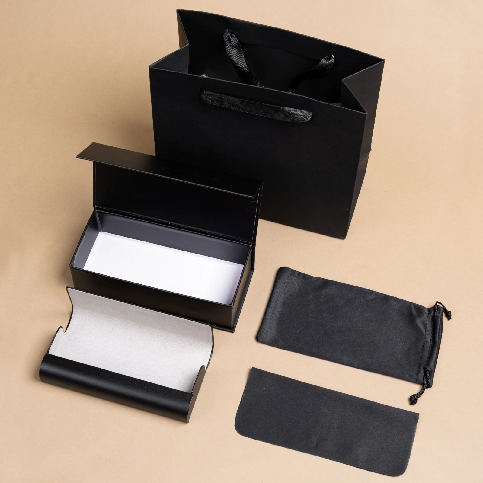  Leather Premium Leather Glasses Case Set — Soft Pouch with Lid-and-Base Gift Box, Custom Logo Available - View 4